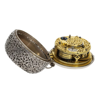 Swiss silver verge with alarm and rotating date display Circa 1690