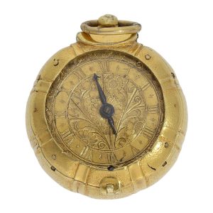 French fire-gilt sea urchin shaped pendant watch Circa 1640