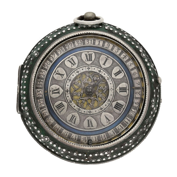 Important English silver verge pendant watch with calendar Circa 1670