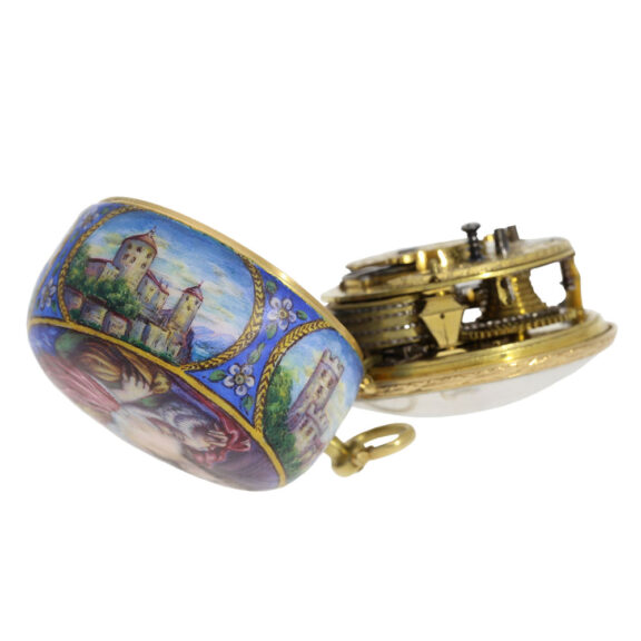 German gold and enamel verge in Huaud manner Circa 1700 German gold and enamel verge in Huaud manner Circa 1700