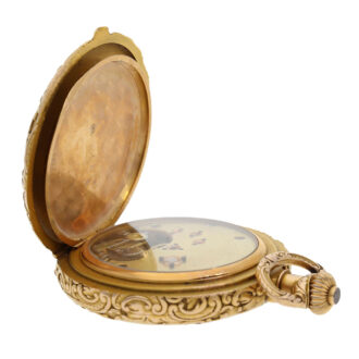 Swiss gold hunting cased Art Nouveau chronometer Circa 1896 Swiss gold hunting cased Art Nouveau chronometer Circa 1896