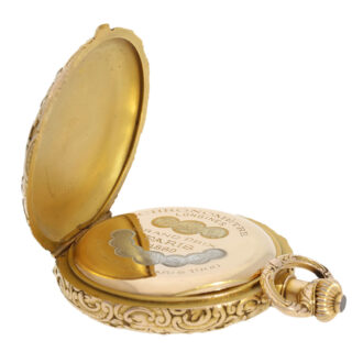 Swiss gold hunting cased Art Nouveau chronometer Circa 1896 Swiss gold hunting cased Art Nouveau chronometer Circa 1896
