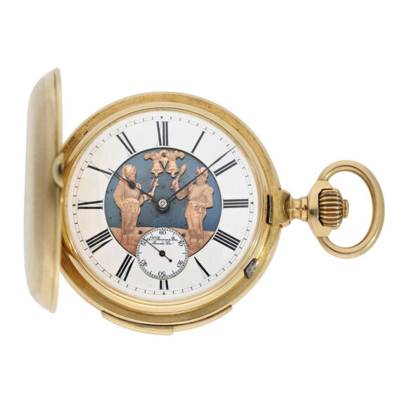 Swiss repeating lever with Jacquemart figure automaton Circa 1900