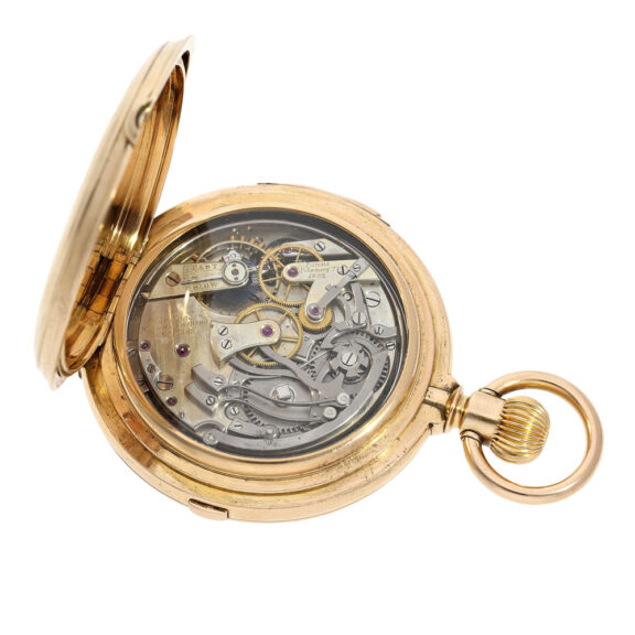 Swiss rose gold hunting cased minute repeating chronograph Circa 1882 Swiss rose gold hunting cased minute repeating chronograph Circa 1882