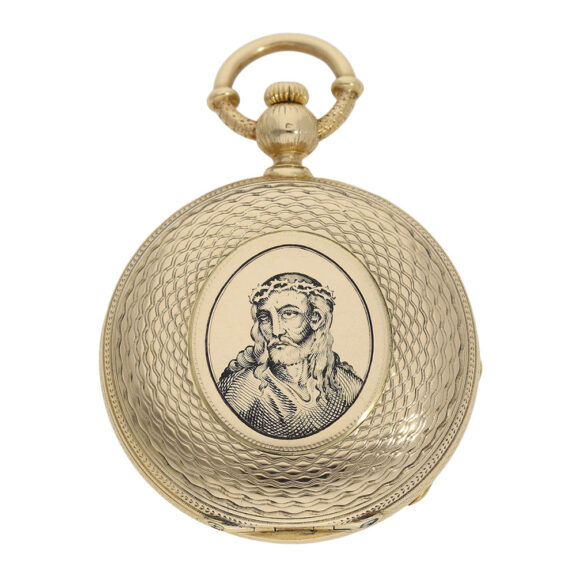 Unique French gold hunting cased pocket watch Circa 1870 Unique French gold hunting cased pocket watch Circa 1870