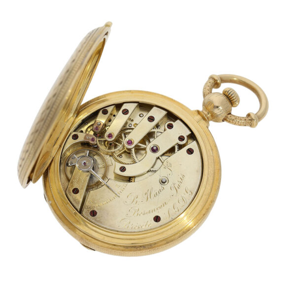 Unique French gold hunting cased pocket watch Circa 1870 Unique French gold hunting cased pocket watch Circa 1870