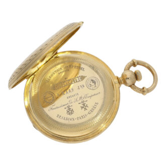 Unique French gold hunting cased pocket watch Circa 1870 Unique French gold hunting cased pocket watch Circa 1870