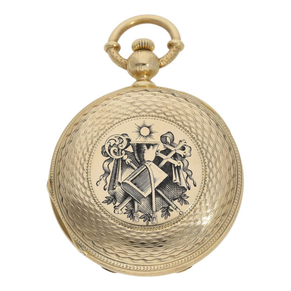 Unique French gold hunting cased pocket watch Circa 1870 Unique French gold hunting cased pocket watch Circa 1870