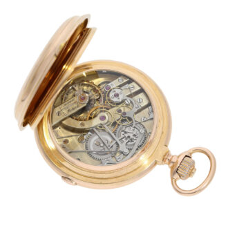 Swiss 18K rose gold lever chronograph with linear calendar Circa 1890