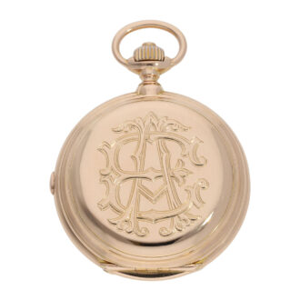 Swiss 18K rose gold lever chronograph with linear calendar Circa 1890