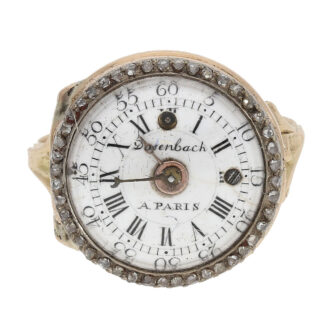Rare gold and diamond-set cylinder ring watch Circa 1780 Rare gold and diamond-set cylinder ring watch Circa 1780