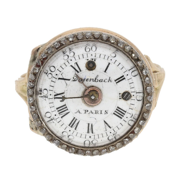 Rare gold and diamond-set cylinder ring watch Circa 1780 Rare gold and diamond-set cylinder ring watch Circa 1780