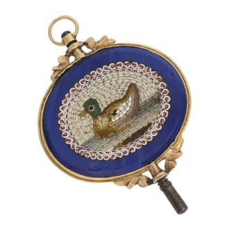 Gold verge watch key with two mosaics Pietra Dura Circa 1800 Gold verge watch key with two mosaics Pietra Dura Circa 1800