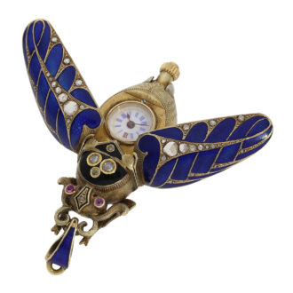 Swiss detailed gold beetle-form pendant watch Circa 1870