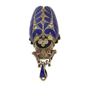 Swiss detailed gold beetle-form pendant watch Circa 1870