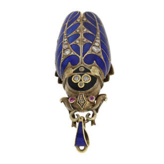 Swiss detailed gold beetle-form pendant watch Circa 1870