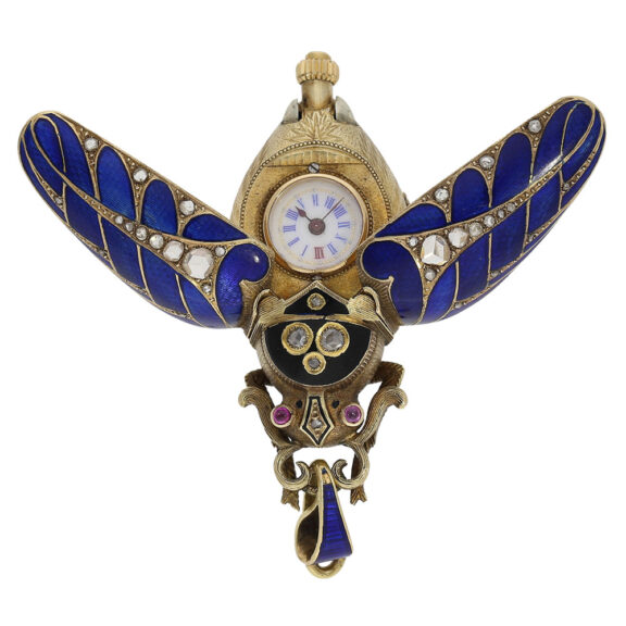 Swiss detailed gold beetle-form pendant watch Circa 1870 Swiss detailed gold beetle-form pendant watch Circa 1870