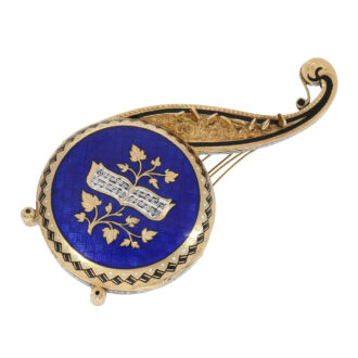 Austrian gold and enamel Oriëntal harp form watch Circa 1820
