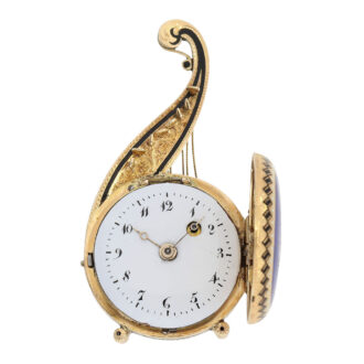 Austrian gold and enamel Oriëntal harp form watch Circa 1820