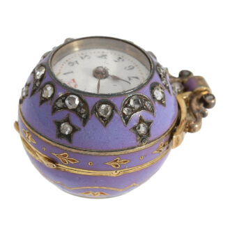 Gold, silver, enamel and diamond-set Boule de Genève Circa 1900