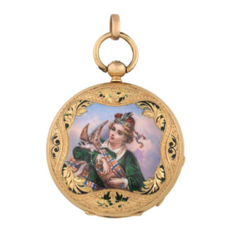 Swiss gold and enamel hunting cased cylinder watch Circa 1830