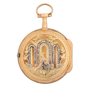 French gold decorated open faced verge watch Circa 1790