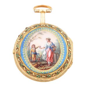 Swiss gold and enamel pair cased verge watch Circa 1790