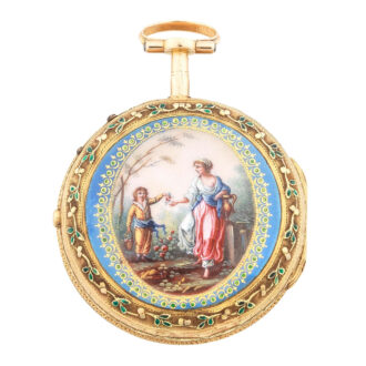Swiss gold and enamel pair cased verge watch Circa 1790