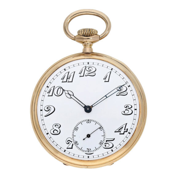 Swiss 14K rose gold open faced lever precision watch Circa 1910