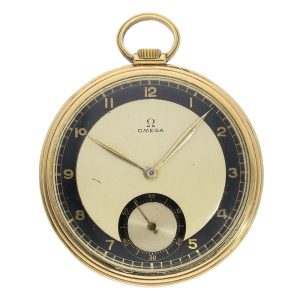 Swiss 18K gold open faced Art Deco dress watch Circa 1935