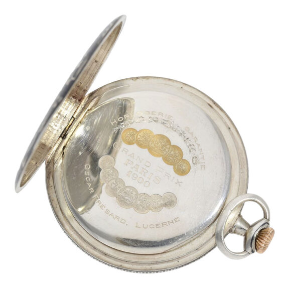 Swiss niëllo silver Art Nouveau lever pocket watch Circa 1900 Swiss niëllo silver Art Nouveau lever pocket watch Circa 1900