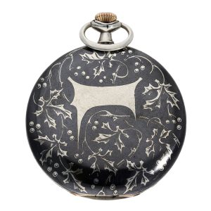 Swiss niëllo silver Art Nouveau lever pocket watch Circa 1900