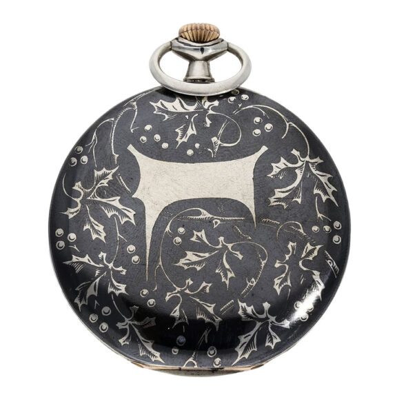 Swiss niëllo silver Art Nouveau lever pocket watch Circa 1900