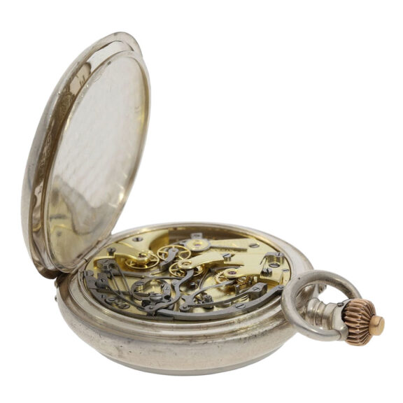 Very fine Swiss silver chronograph with register Circa 1900 Very fine Swiss silver chronograph with register Circa 1900