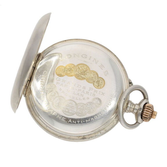 Very fine Swiss silver chronograph with register Circa 1900 Very fine Swiss silver chronograph with register Circa 1900
