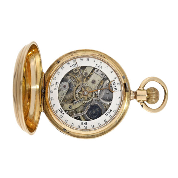 Swiss gold double dialled ankerchronometer with calendar Circa 1880