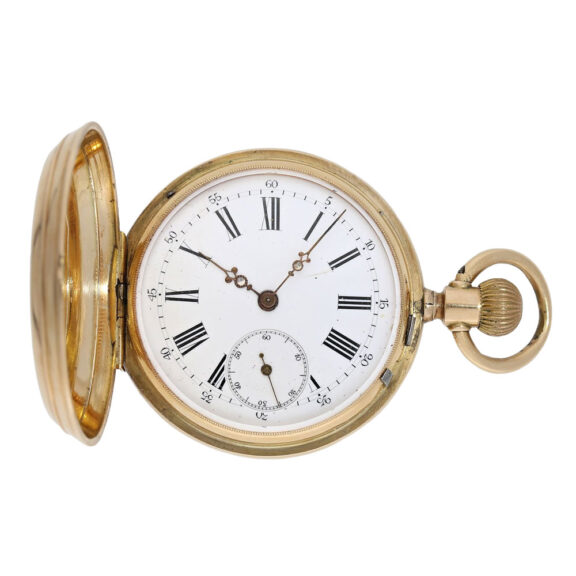 Swiss gold double dialled ankerchronometer with calendar Circa 1880 Swiss gold double dialled ankerchronometer with calendar Circa 1880