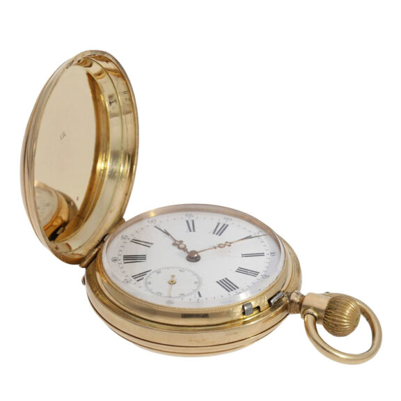 Swiss gold double dialled ankerchronometer with calendar Circa 1880 Swiss gold double dialled ankerchronometer with calendar Circa 1880
