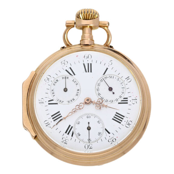 Swiss rose gold Louis XV Lépine ankerchronometer with calendar Circa 1870