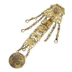 French pierced fire-gilt and silvered chatelaine Circa 1800