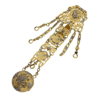 French pierced fire-gilt and silvered chatelaine Circa 1800