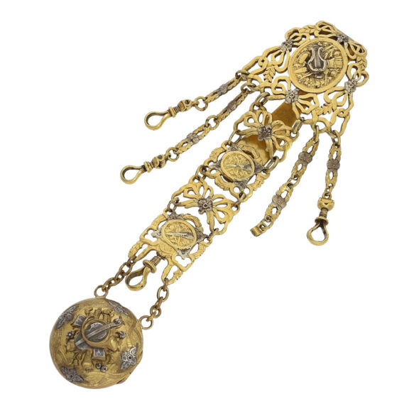 French pierced fire-gilt and silvered chatelaine Circa 1800 French pierced fire-gilt and silvered chatelaine Circa 1800