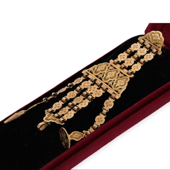 Very fine French 18K rose gold Louis XV chatelaine Circa 1890 Very fine French 18K rose gold Louis XV chatelaine Circa 1890