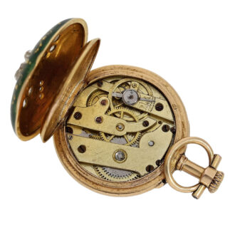 Swiss rose gold, enamel and diamond-set cylinder watch Circa 1910