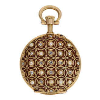 Swiss gold, enamel, pearl and diamond set Louis XV watch Circa 1890