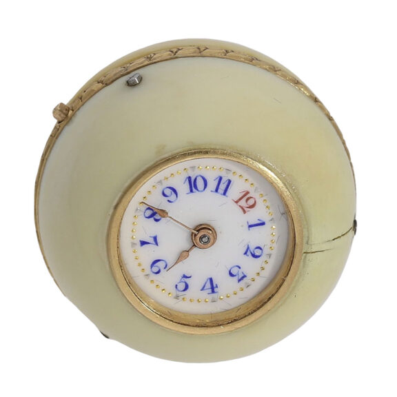 Very rare Swiss ivory gold mounted Boule de Genève Circa 1890 Very rare Swiss ivory gold mounted Boule de Genève Circa 1890