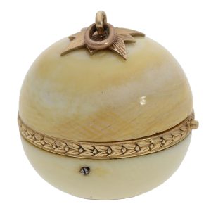 Very rare Swiss ivory gold mounted Boule de Genève Circa 1890