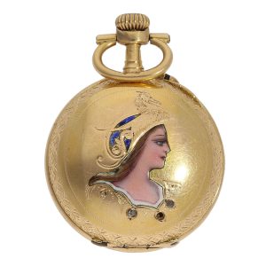 Rare Swiss gold Art Nouveau cylinder watch Circa 1900
