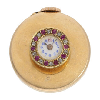 American gold, diamond and ruby-set buttonhole watch Circa 1900