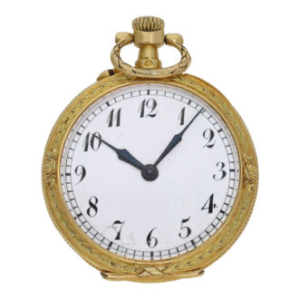 French gold Art Nouveau pendant watch with dragon brooch Circa 1900